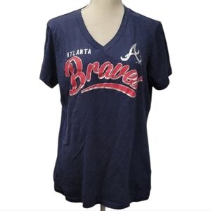 Atlanta Braves Navy V-Neck T-Shirt